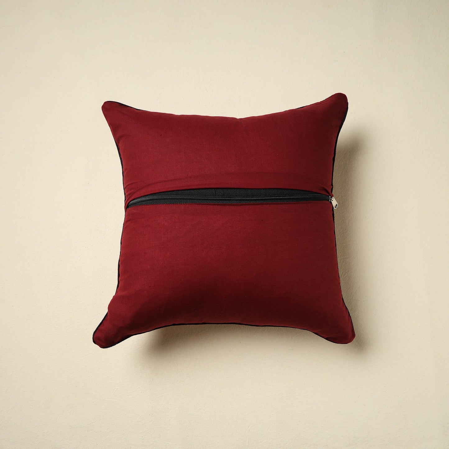 Red Kalamkari Block Print Cotton Cushion Cover