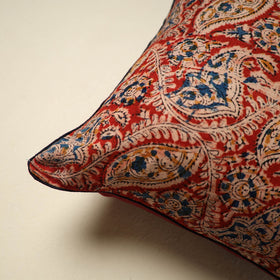 Red Kalamkari Block Print Cotton Cushion Cover