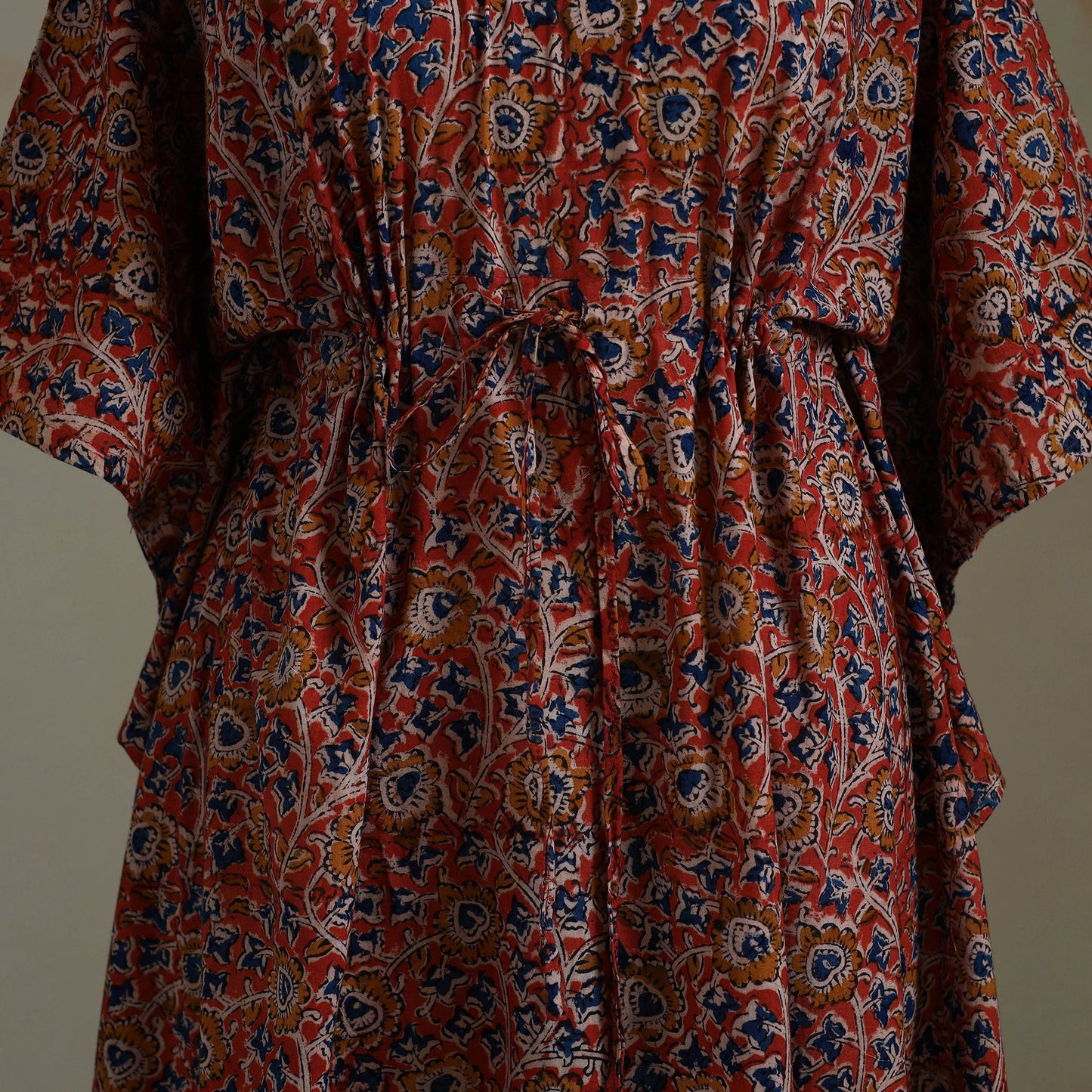 Red - kalamkari cotton kaftan (long) 54 - handcrafted