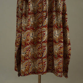Red Kalamkari Block Print Cotton Kaftan (Long)