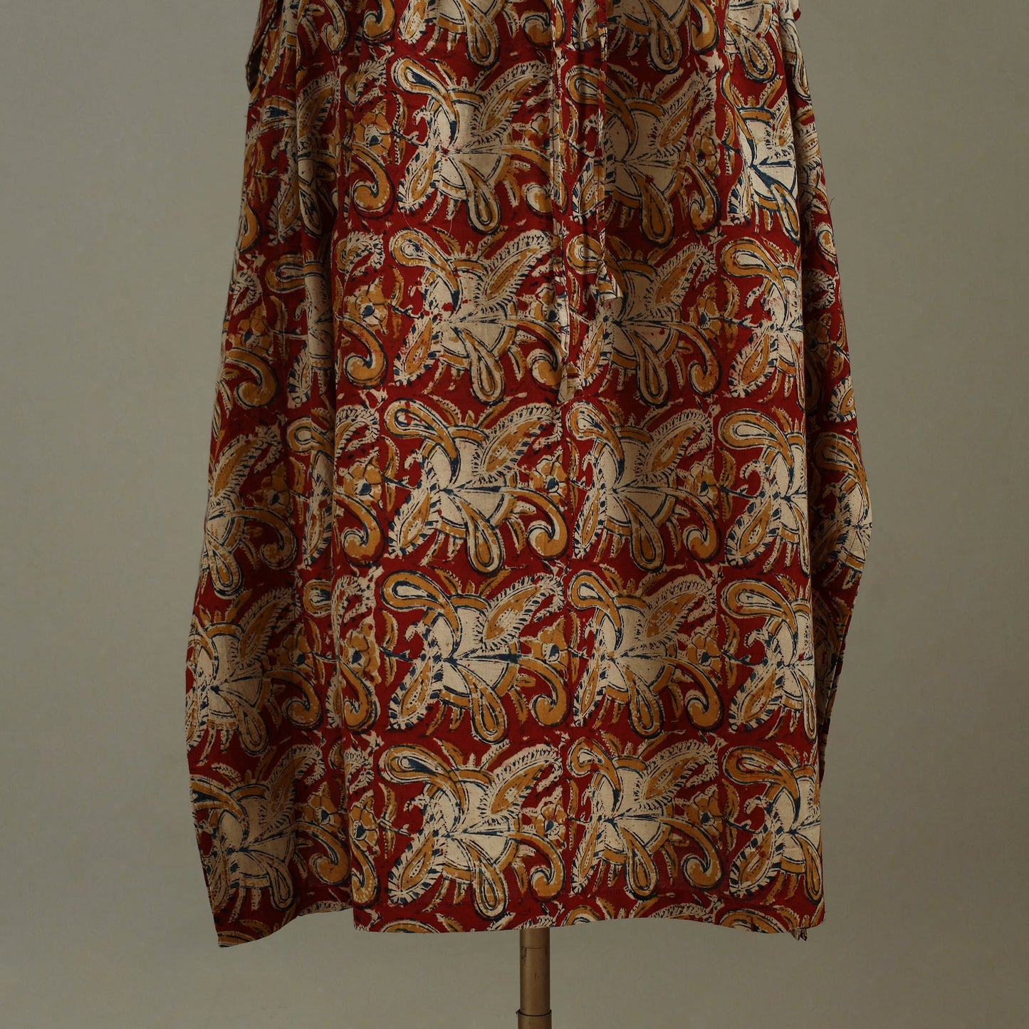 Red Kalamkari Block Print Cotton Kaftan (Long)