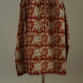 Red Kalamkari Block Print Cotton Kaftan (Long)