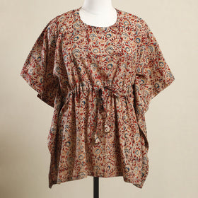  Red Kalamkari Block Print Cotton Kaftan