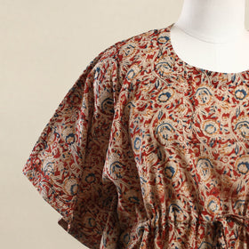 Red Kalamkari Block Print Cotton Kaftan