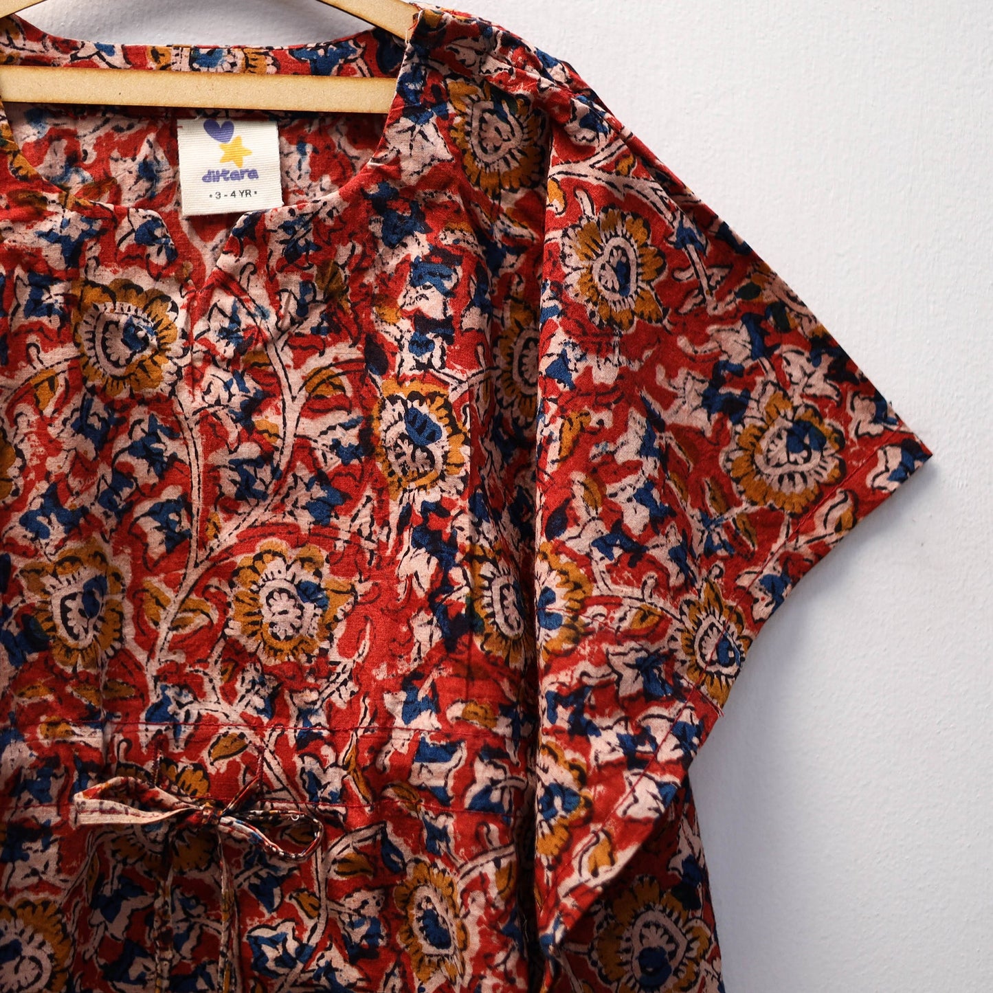 Red - kalamkari cotton kids kaftan (3-4 years) 45