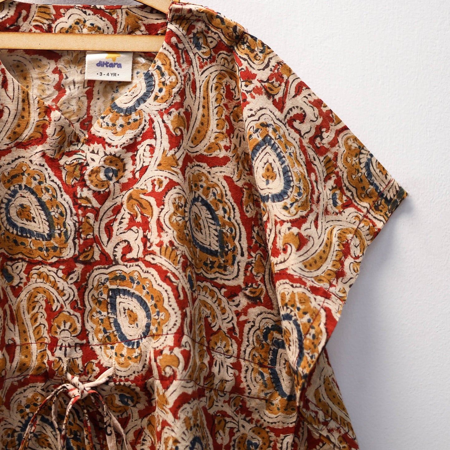 Red - kalamkari cotton kids kaftan (3-4 years) 51