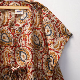 Red - kalamkari cotton kids kaftan (3-4 years) 51