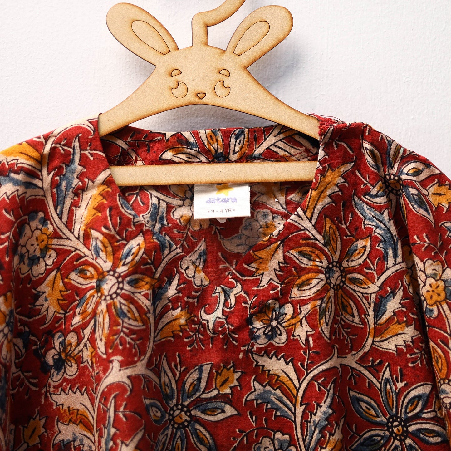 Red - kalamkari cotton kids kaftan (3-4 years) 60