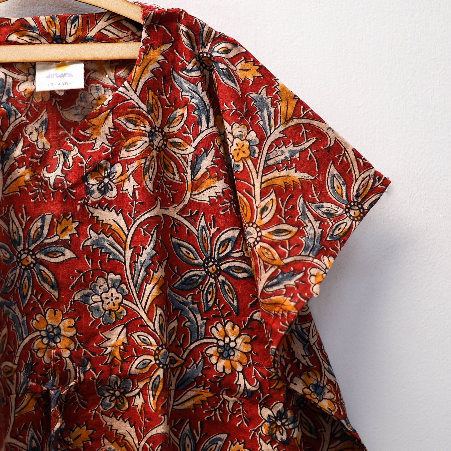 Red - kalamkari cotton kids kaftan (3-4 years) 60