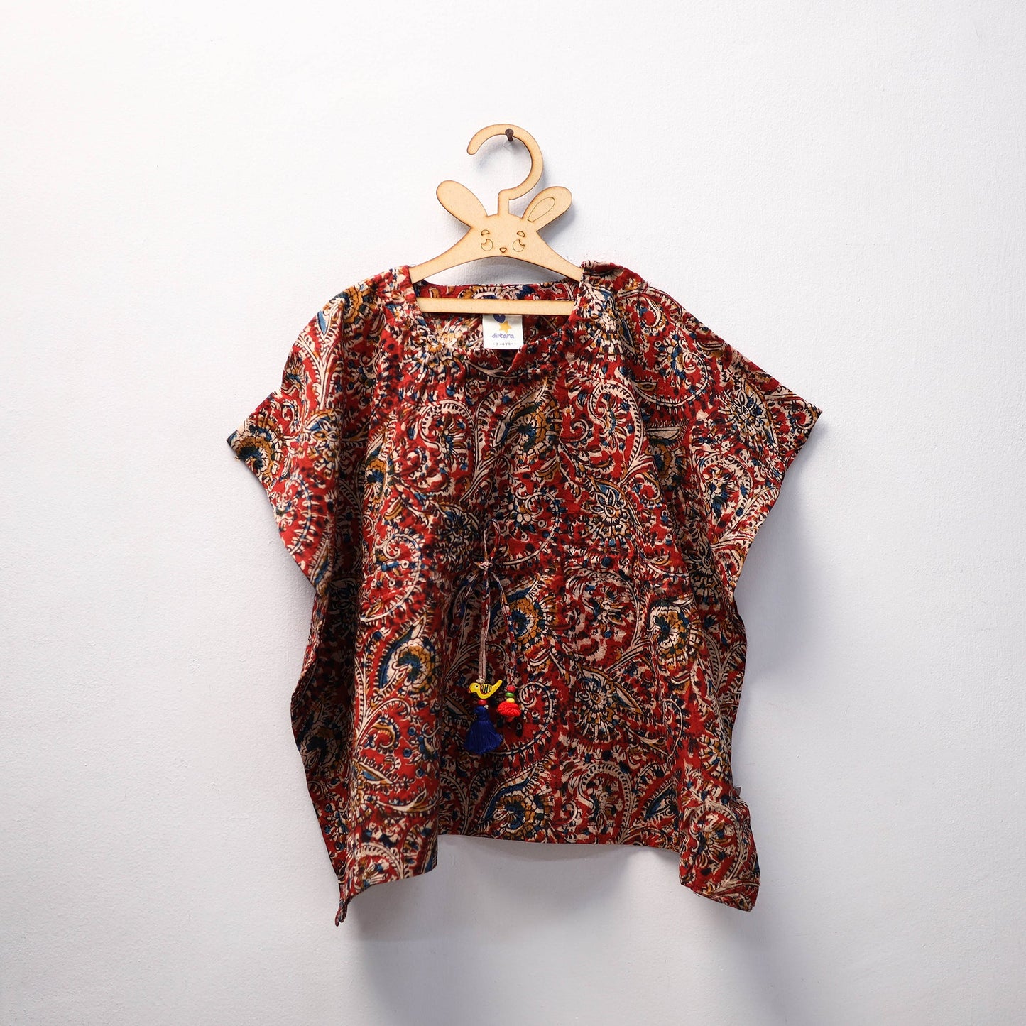 Red - kalamkari cotton kids kaftan (3-4 years) 74
