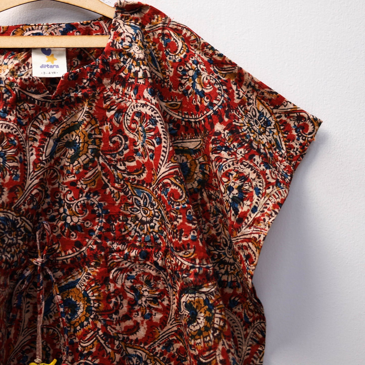 Red - kalamkari cotton kids kaftan (3-4 years) 74