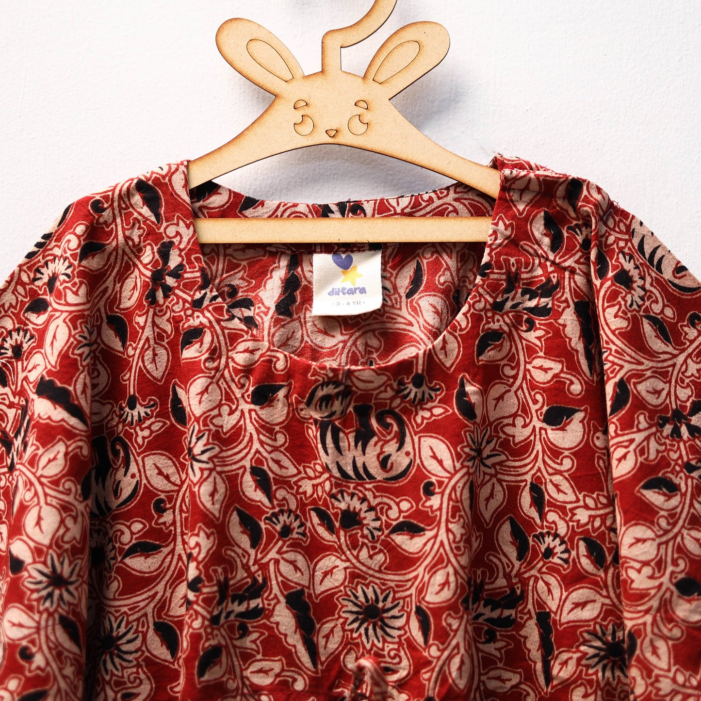 Red - kalamkari cotton kids kaftan (3-4 years) 85