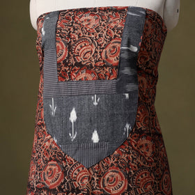 Red Kalamkari Print Cotton Unstitched Kurta Material