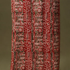 Red Kalamkari Print Cotton Unstitched Kurta Material