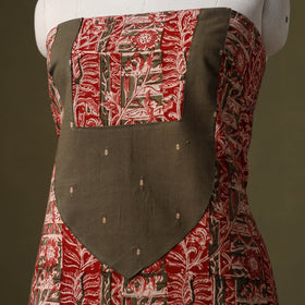 Red Kalamkari Print Cotton Unstitched Kurta Material
