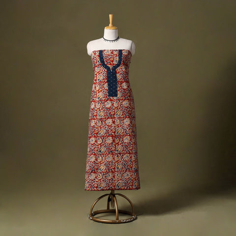 Red - kalamkari cotton unstitched kurta material (2.7m) 34