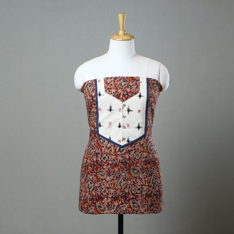 Red - kalamkari cotton unstitched kurta material