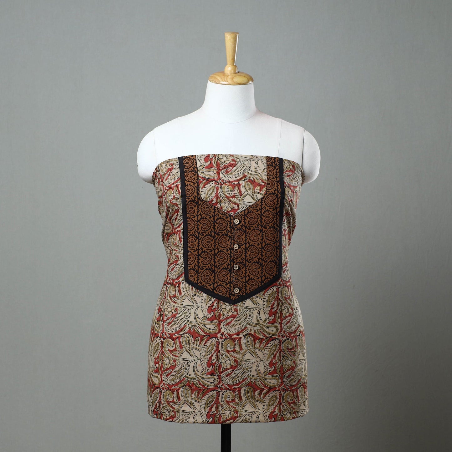 Red - kalamkari cotton unstitched kurta material