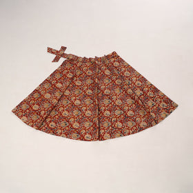 Red - kalamkari cotton wrap around skirt 51 - handcrafted