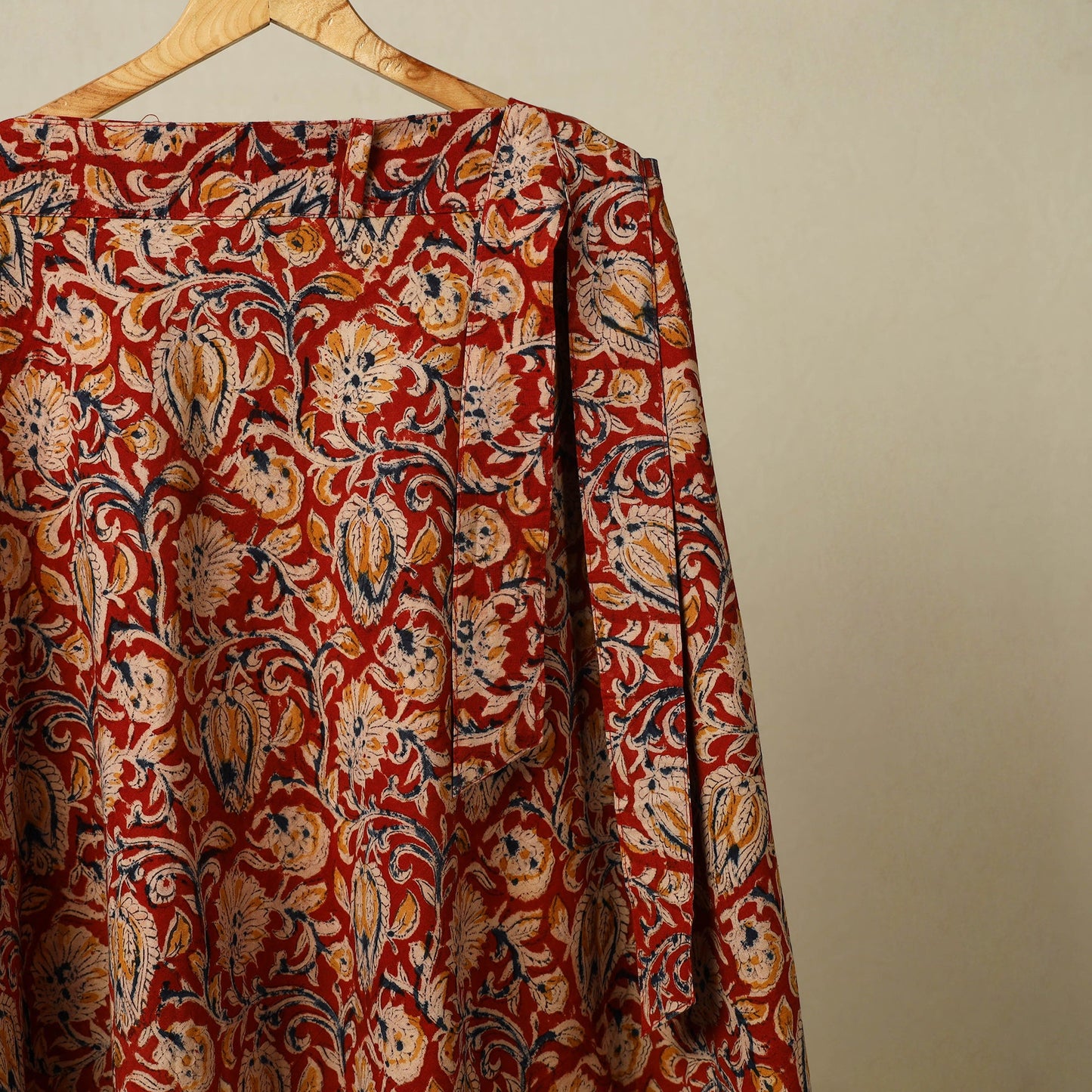 Red - kalamkari cotton wrap around skirt 51 - handcrafted