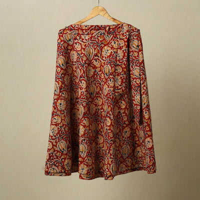 Red - kalamkari cotton wrap around skirt 51 - handcrafted