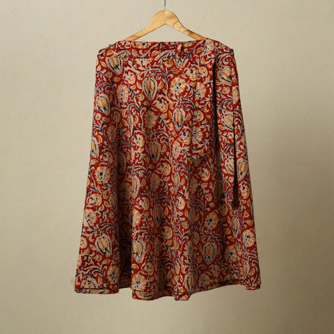 Red - kalamkari cotton wrap around skirt 51 - handcrafted
