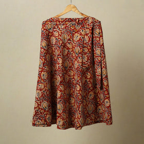 Red - kalamkari cotton wrap around skirt 51 - handcrafted