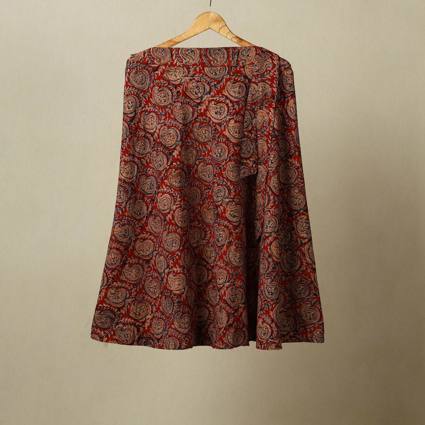 Red - kalamkari cotton wrap around skirt 58 - handcrafted