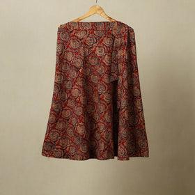 Red - kalamkari cotton wrap around skirt 58 - handcrafted