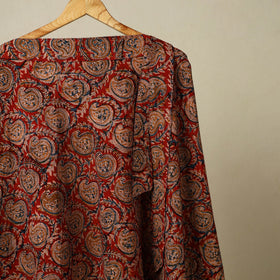 Red - kalamkari cotton wrap around skirt 58 - handcrafted