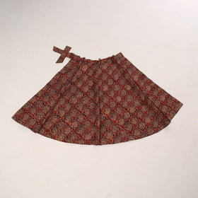 Red - kalamkari cotton wrap around skirt 58 - handcrafted
