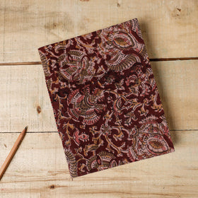Red - Kalamkari Fabric Cover Handmade Paper Notebook (9 x 7 in)