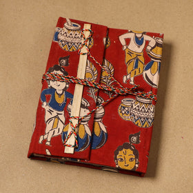 Kalamkari fabric cover handmade paper notebook with thread