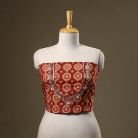 Red - kalamkari hand embroidery cotton blouse piece 29