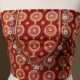 Red - kalamkari hand embroidery cotton blouse piece 29
