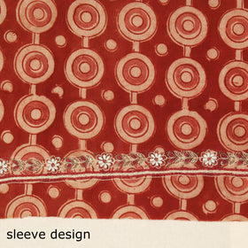 Red - kalamkari hand embroidery cotton blouse piece 29