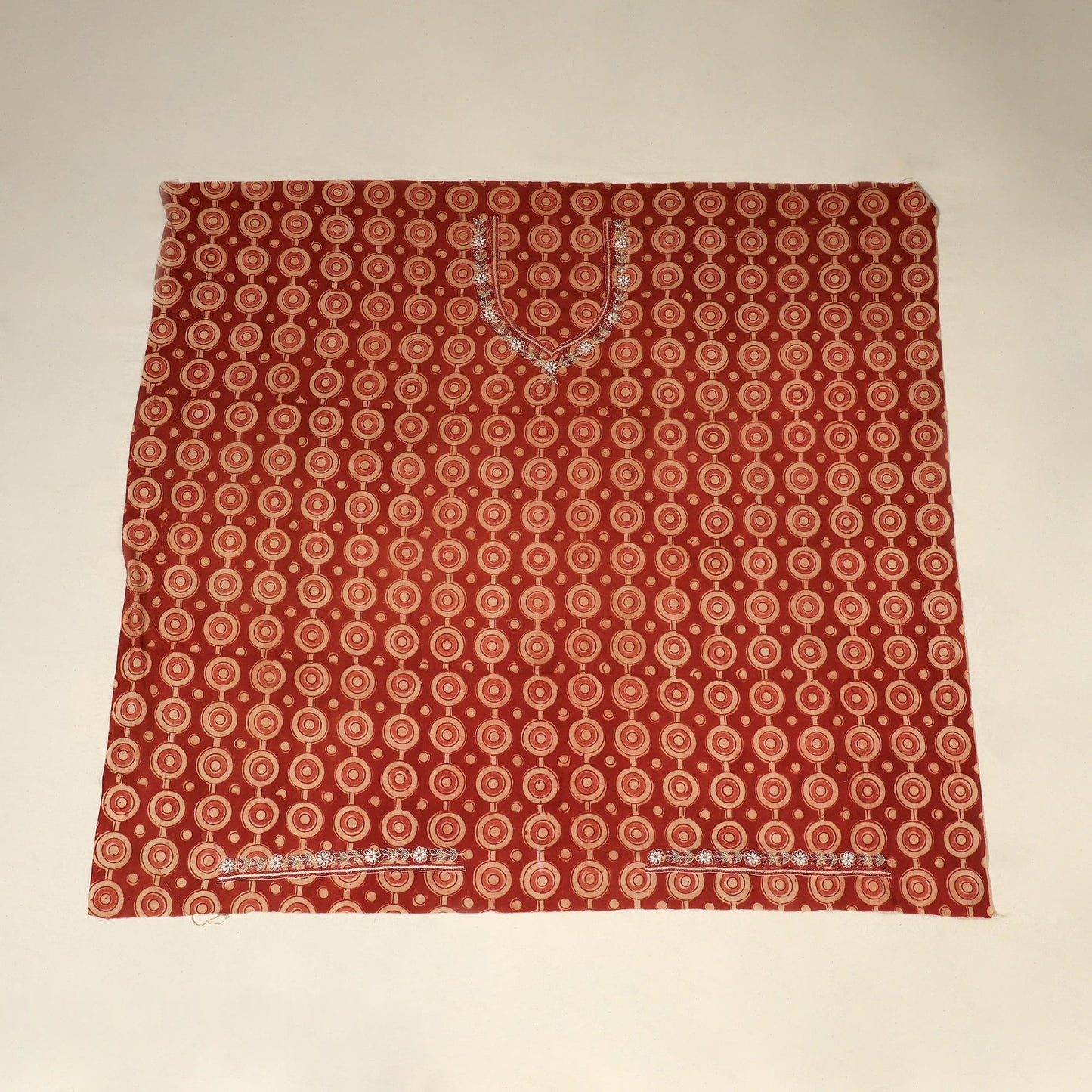 Red - kalamkari hand embroidery cotton blouse piece 29