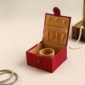 Red Kalamkari Handpainted Ghicha Silk Bangle Box (Small)