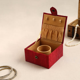 Red Kalamkari Handpainted Ghicha Silk Bangle Box (Small)