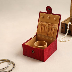 Red Kalamkari Handpainted Ghicha Silk Bangle Box (Small)