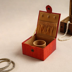 Red Kalamkari Handpainted Ghicha Silk Bangle Box (Small)