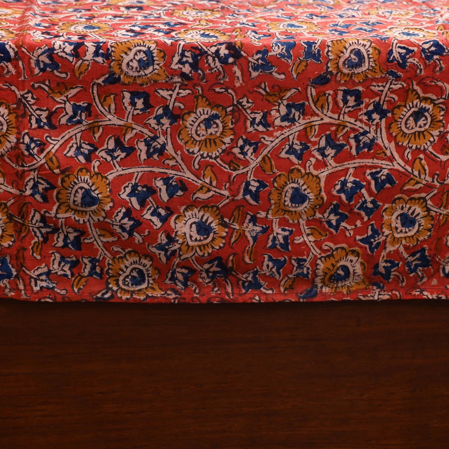 Red - kalamkari with modal silk patch cotton bedsheet set