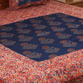Red - kalamkari with modal silk patch cotton bedsheet set