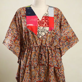 Red - kalamkari patchwork cotton kaftan (short) 27