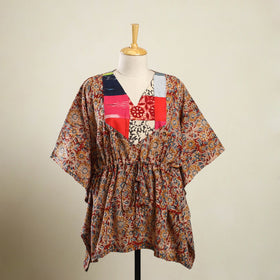 Red - kalamkari patchwork cotton kaftan (short) 27