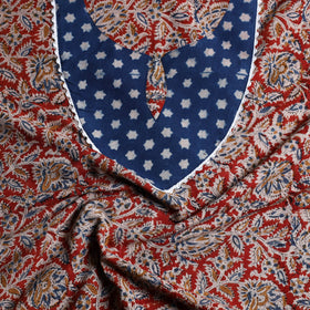  Red Kalamkari Print Patchwork Cotton Kurta Material