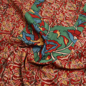 Buy Red Kalamkari Print Patchwork Cotton Kurta Material 