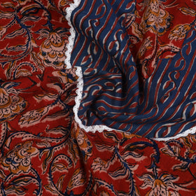 Buy Red Kalamkari Print Patchwork Cotton Kurta Material