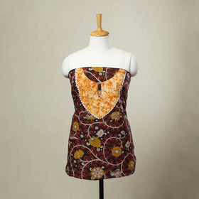 Buy Red Kalamkari Print Patchwork Cotton Kurta Material