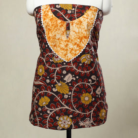 Buy Red Kalamkari Print Patchwork Cotton Kurta Material